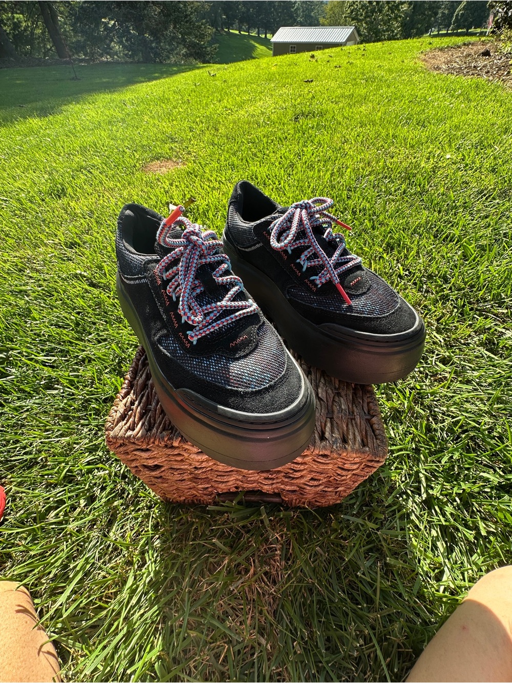UGG Marin Mega Lace Black Platform Sneakers TREADLITE